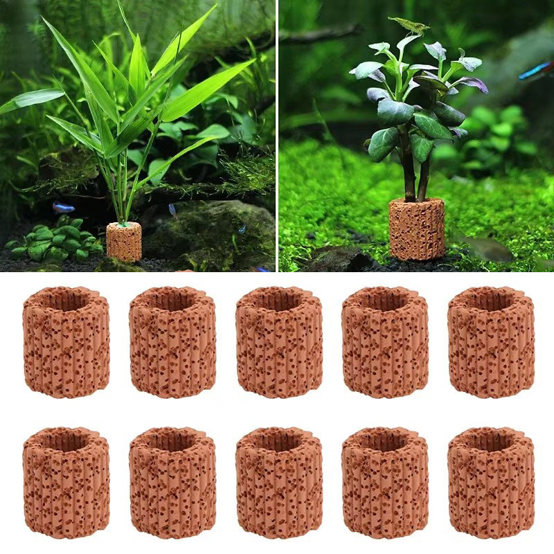 Aquarium Plant Growing - พืชน้ําแหวนคงที่สําหรับพิพิธภัณฑ์สัตว์น้ําภูมิทัศน์เซรามิคน้ําหม้อแหวนเครื่องมือตกแต่งอุปกรณ์เสริมถังปลา
