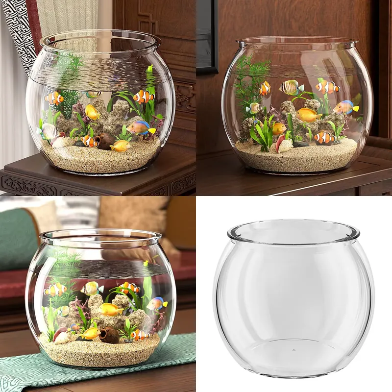 Planted Aquarium For Goldfish - ตู้ปลาพลาสติกใสขนาดกะทัดรัดคุณภาพสูงสำหรับวางบนโต๊ะในห้องนั่งเล่น เหมาะสำหรับเลี้ยงเต่า ปลาทอง และปลูกพืชไฮโดรโพนิก